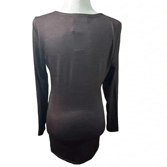 P. Luca Milano Dark Brown Long Sleeve Tunic Shirt w/ Zippers Size Small - Picture 3 of 6